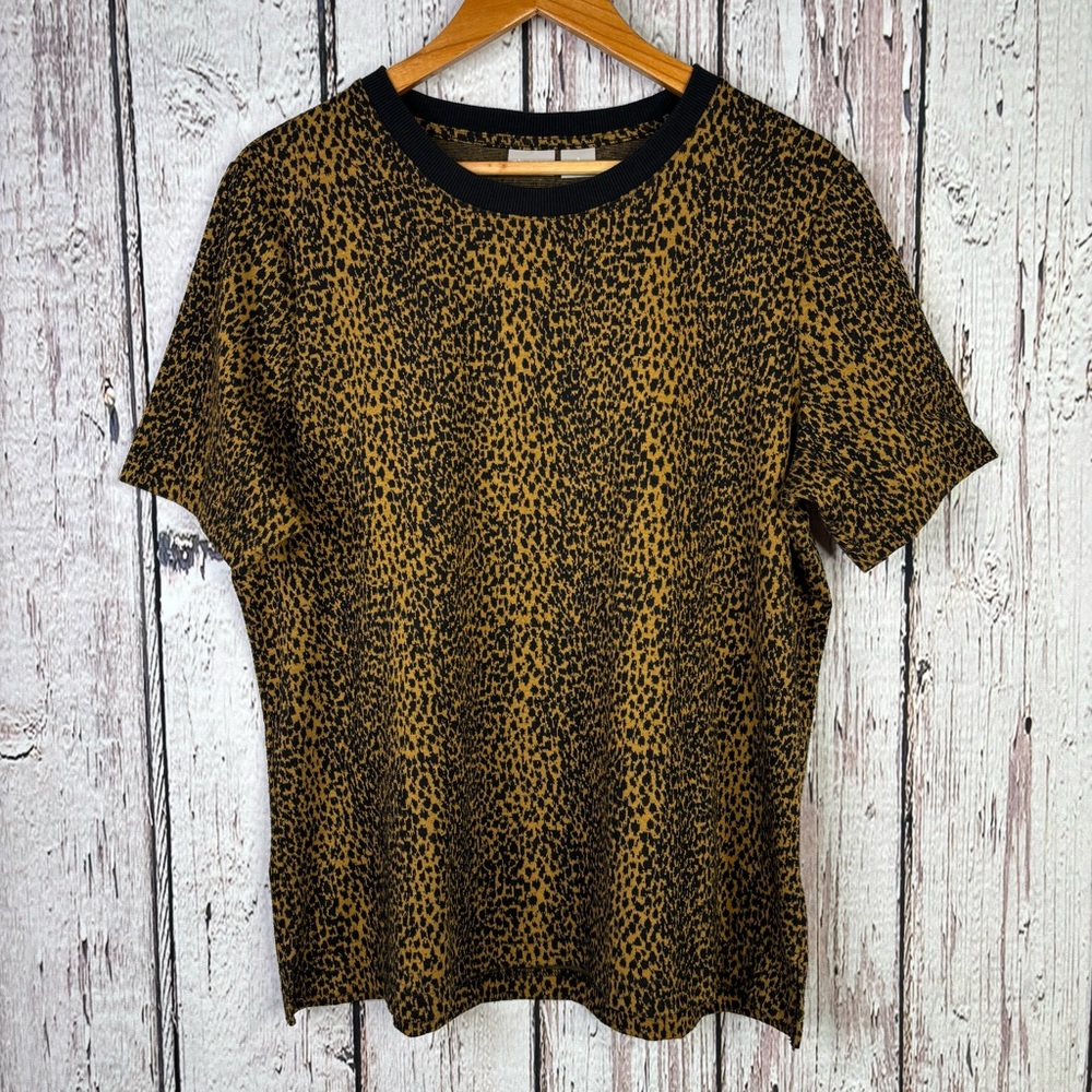 Chico’s 3 | XL Brown & Black Leopard Print Knit Shirt Short Sleeve Medium Weight